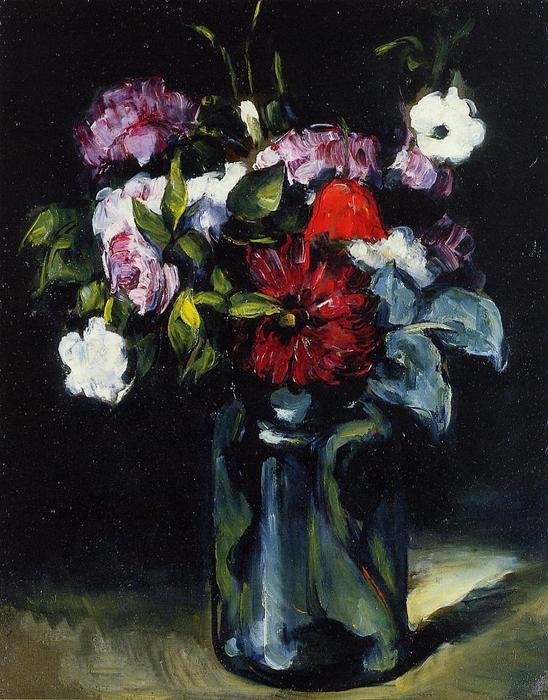 Fleurs dans un vase bleu - Paul Cézanne - Reproductions de tableaux et peintures haut de gamme