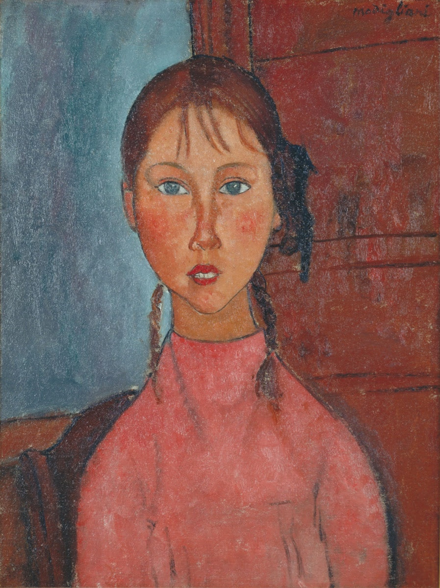 Fille avec des nattes - Amedeo Modigliani - Reproductions de tableaux et peintures haut de gamme