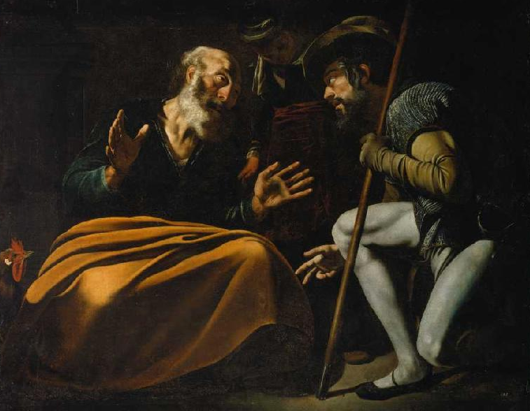 Pierre renie Jésus - Caravage - Reproductions de tableaux et peintures haut de gamme