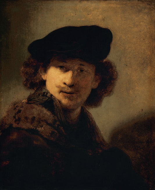 Self-Portrait avec béret en velours - Rembrandt van Rijn - Reproductions de tableaux et peintures haut de gamme