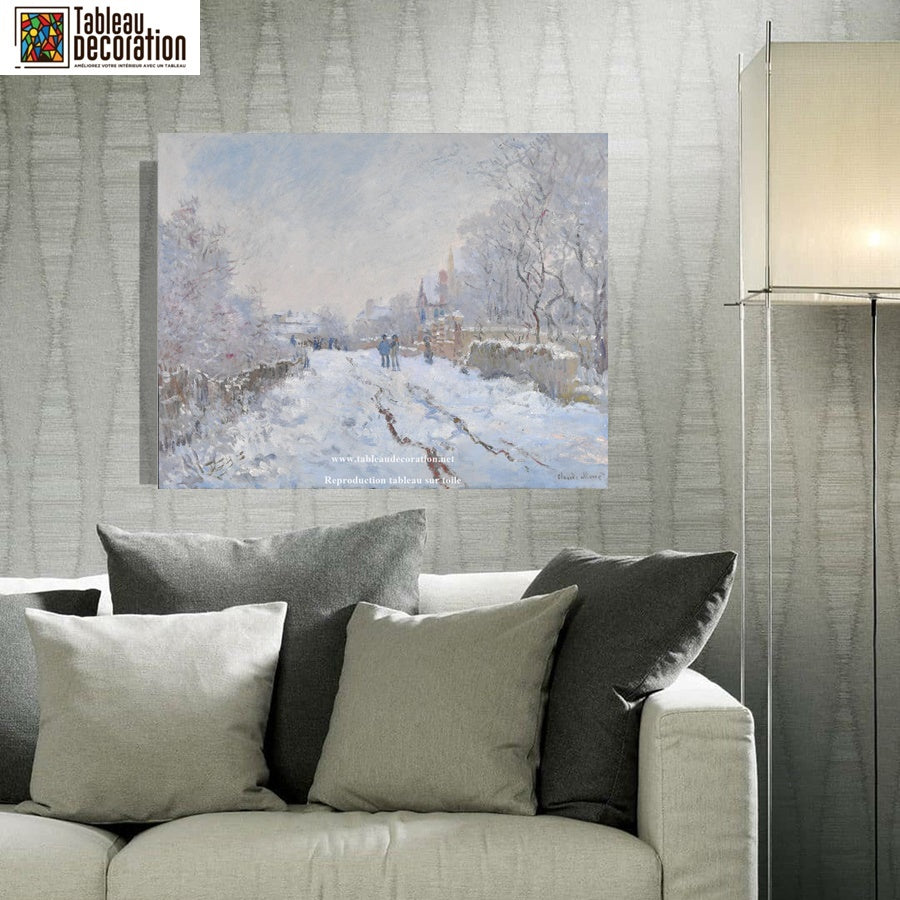 Rue sous la neige, Argenteuil - Tableau neige Monet - Reproductions de tableaux et peintures haut de gamme