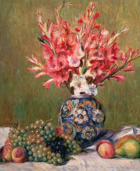 Nature morte de fruits et de fleurs  - Pierre-Auguste Renoir - Reproductions de tableaux et peintures haut de gamme