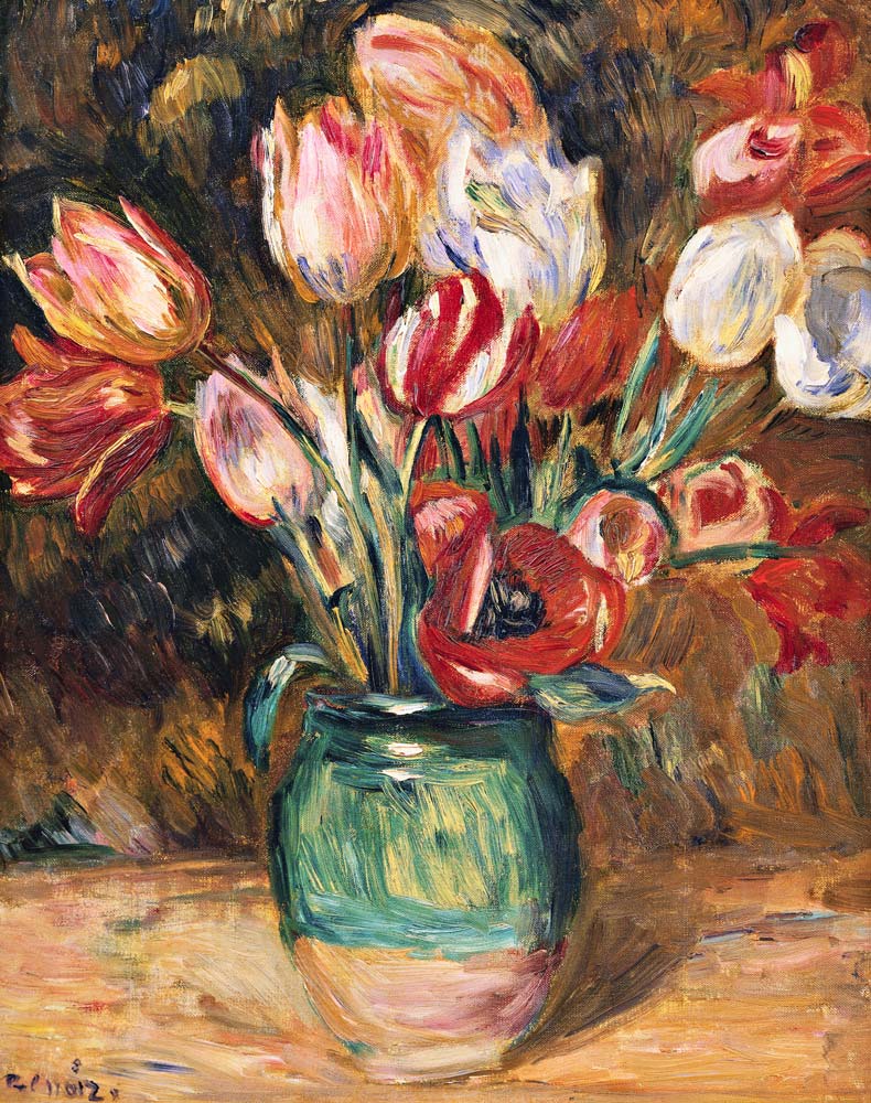 Tulipes dans un vase - Pierre-Auguste Renoir - Reproductions de tableaux et peintures haut de gamme