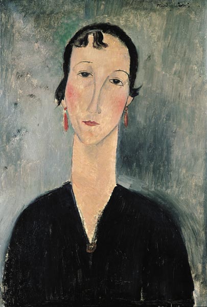 Femme avec des boucles d'oreilles - Amedeo Modigliani - Reproductions de tableaux et peintures haut de gamme