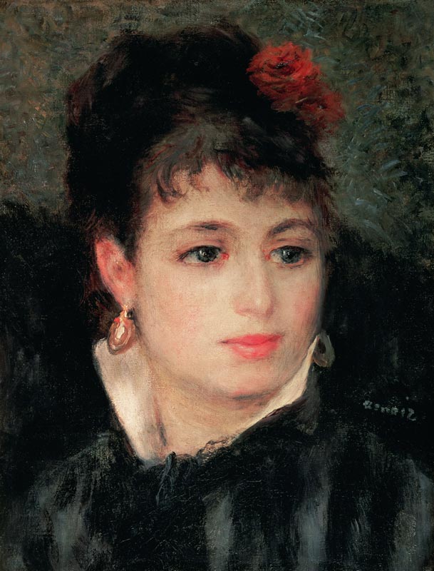 Femme avec une rose dans les cheveux - Pierre-Auguste Renoir - Reproductions de tableaux et peintures haut de gamme