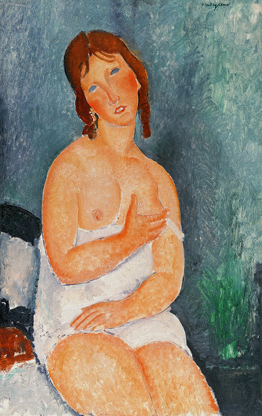 Jeune femme en chemise - Amedeo Modigliani - Reproductions de tableaux et peintures haut de gamme