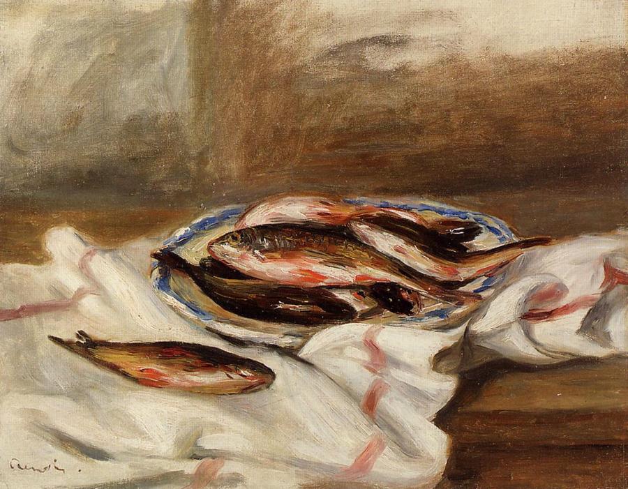 Nature morte avec des poissons 1890 - Pierre-Auguste Renoir - Reproductions de tableaux et peintures haut de gamme