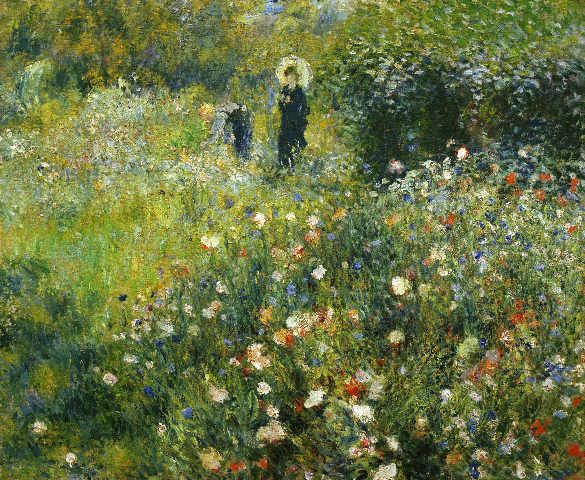 Femme avec parasol dans un jardin - Pierre-Auguste Renoir - Reproductions de tableaux et peintures haut de gamme