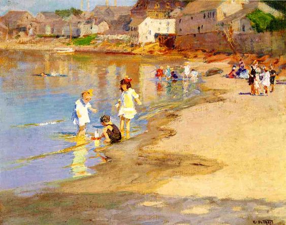 At the Beach of Edward Henry Potthast - Reproductions de tableaux et peintures haut de gamme