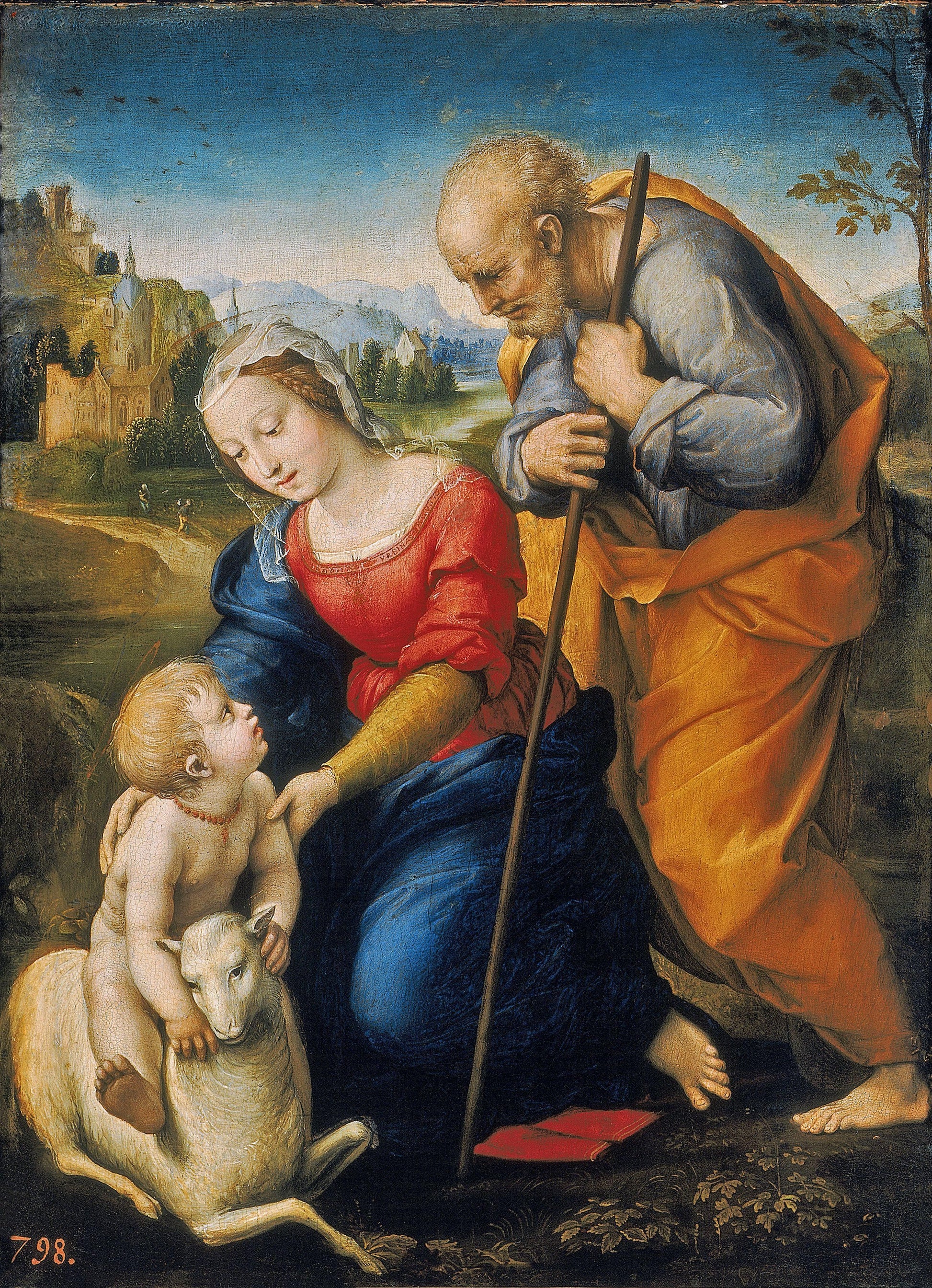 La Sainte Famille avec un agneau - Raphaël (peintre) - Reproductions de tableaux et peintures haut de gamme