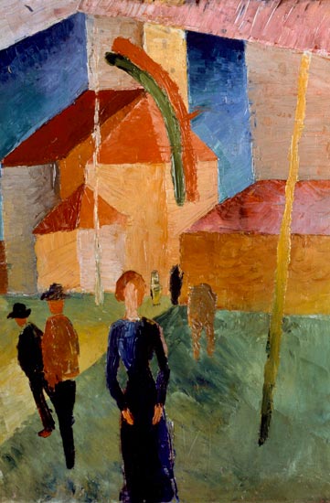 Une église décorée de drapeaux - August Macke - Reproductions de tableaux et peintures haut de gamme