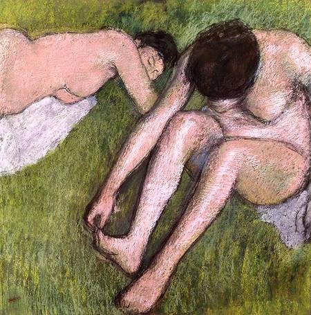 Deux baigneurs sur l'herbe - Edgar Degas - Reproductions de tableaux et peintures haut de gamme