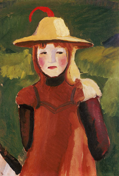 Fille de paysan avec le chapeau de paille - August Macke - Reproductions de tableaux et peintures haut de gamme