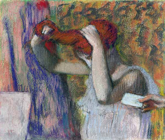 Femme se coiffant, la lettre - Edgar Degas - Reproductions de tableaux et peintures haut de gamme