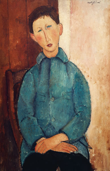 Garçon en veste bleue - Amedeo Modigliani - Reproductions de tableaux et peintures haut de gamme