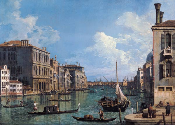 Le Grand Canal près de Campo San Vio après l'église de Santa Marie della Salute - Canal Giovanni Antonio - Reproductions de tableaux et peintures haut de gamme