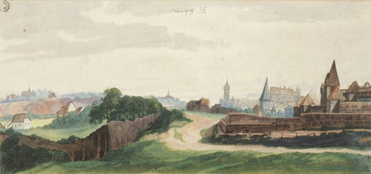 Vue de la ville de Nuremberg d'un ouest - Albrecht Dürer - Reproductions de tableaux et peintures haut de gamme