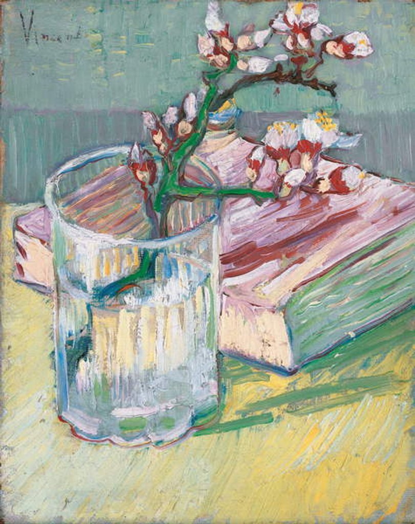 Nature morte avec branche d'amandier en fleur - Van Gogh - Reproductions de tableaux et peintures haut de gamme