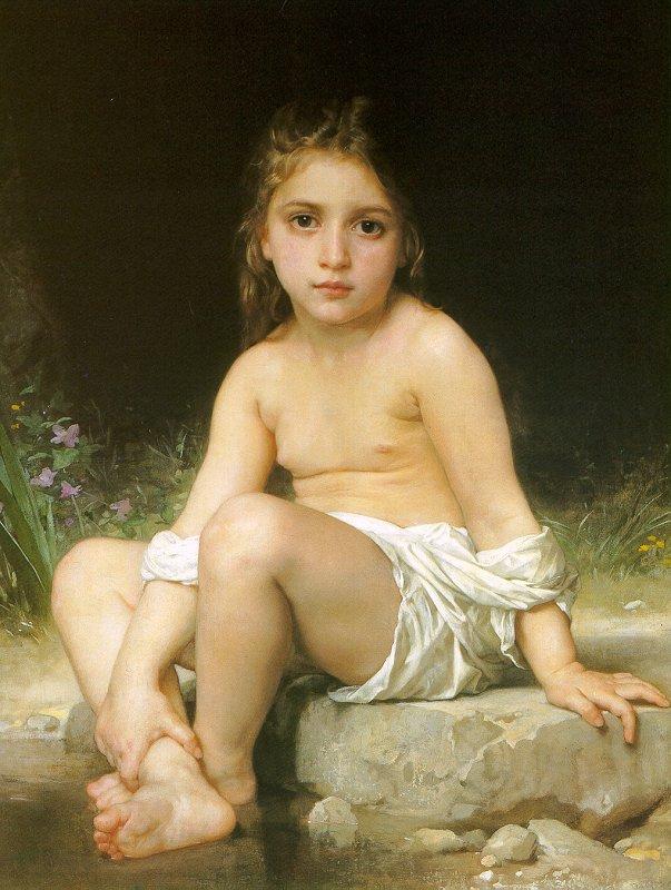 Enfant au bain - William Bouguereau - Reproductions de tableaux et peintures haut de gamme