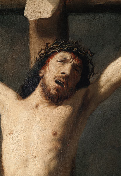 Christ en croix, détail de la tête - Rembrandt van Rijn - Reproductions de tableaux et peintures haut de gamme