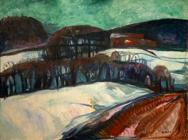 La maison rouge dans la neige - Edvard Munch - Reproductions de tableaux et peintures haut de gamme