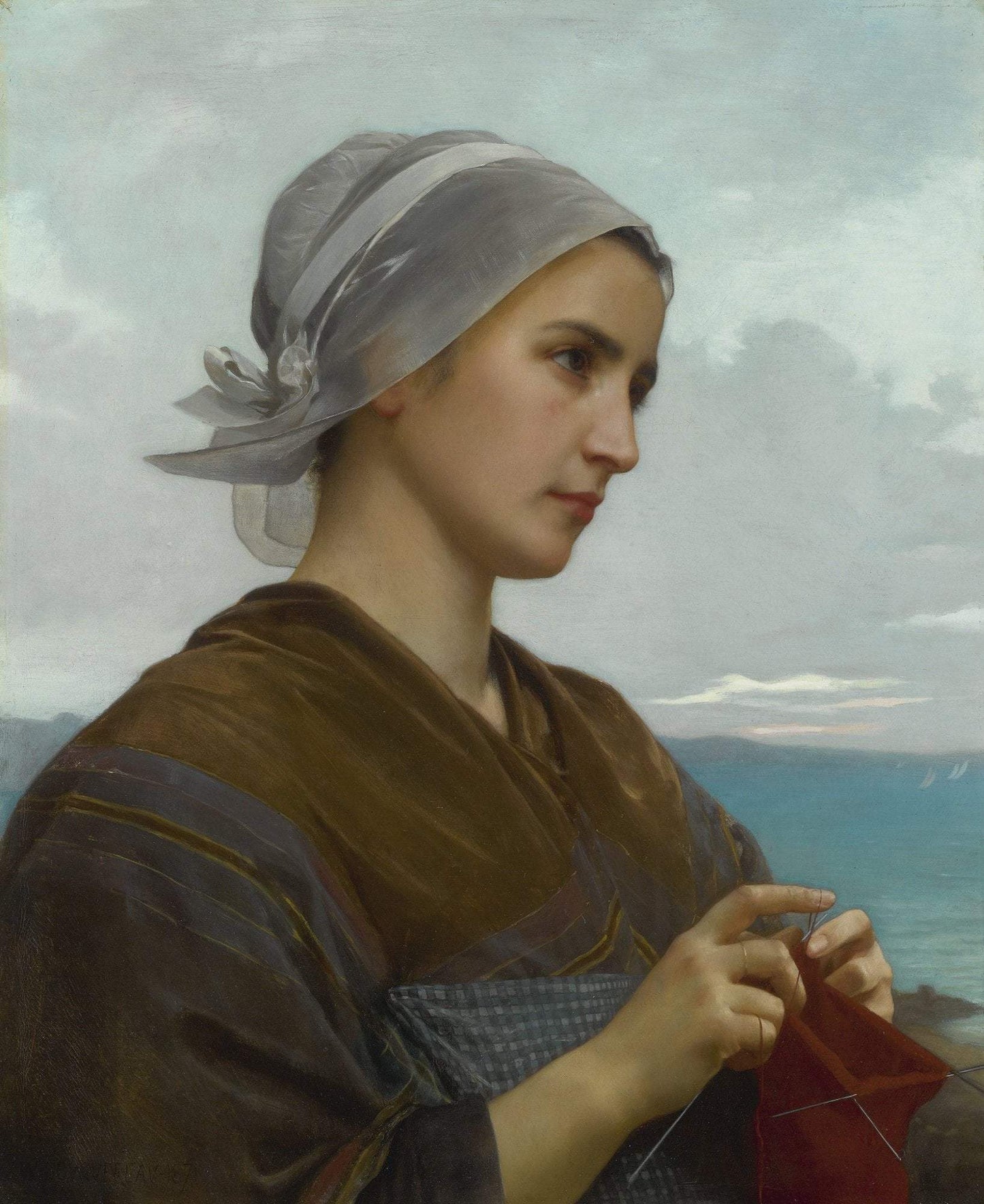 Tricoteuse bretonne - William Bouguereau - Reproductions de tableaux et peintures haut de gamme