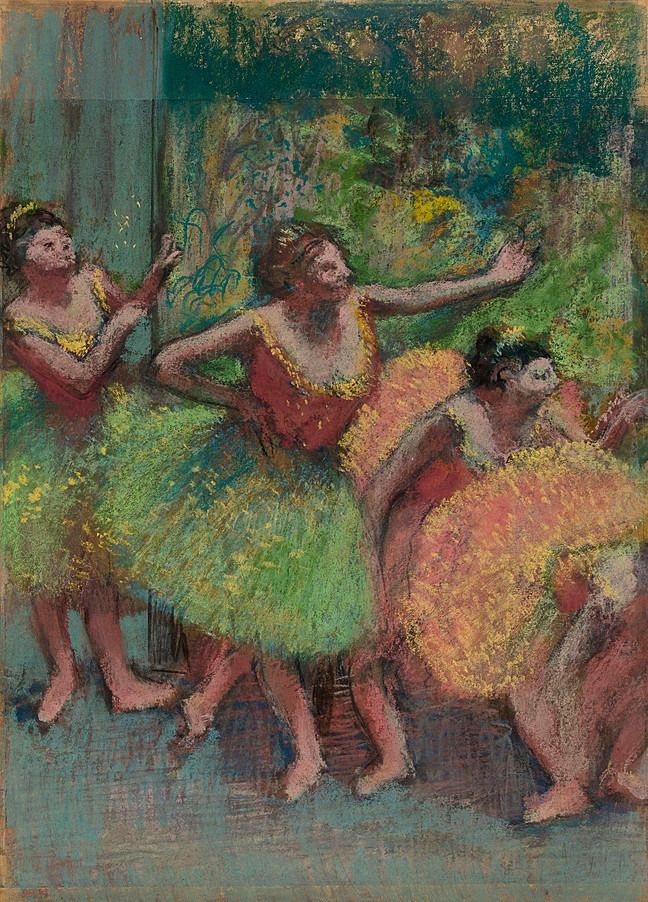 Danseuses en jaune et vert - Edgar Degas - Reproductions de tableaux et peintures haut de gamme