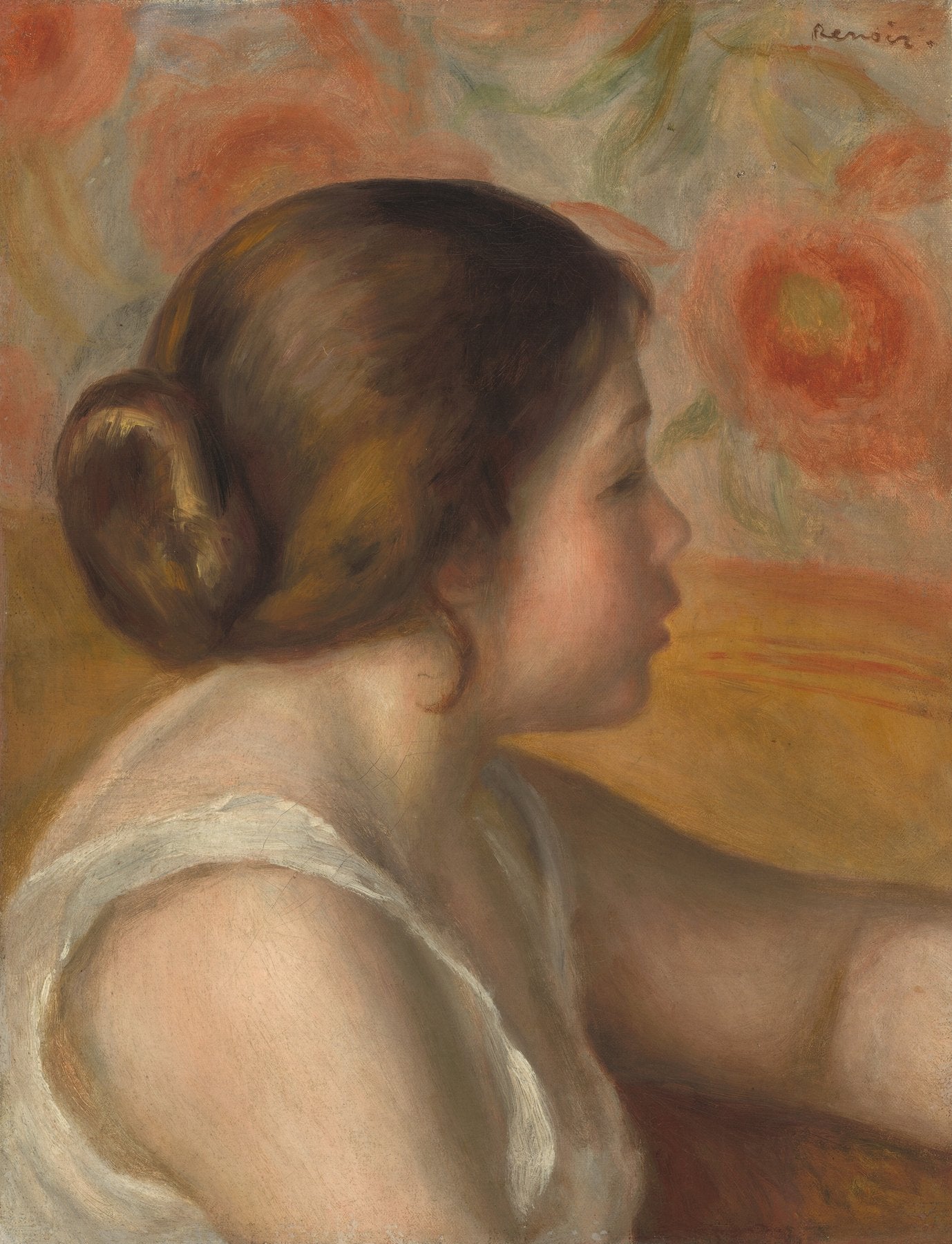 La tête d'une jeune femme - Pierre-Auguste Renoir - Reproductions de tableaux et peintures haut de gamme