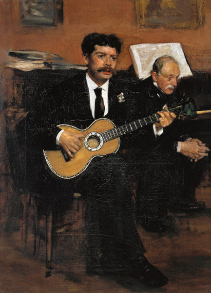 Le joueur de guitare Lorenzo Pagans et le père de l'artiste - Edgar Degas - Reproductions de tableaux et peintures haut de gamme