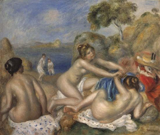 Trois filles baignant - Pierre-Auguste Renoir - Reproductions de tableaux et peintures haut de gamme