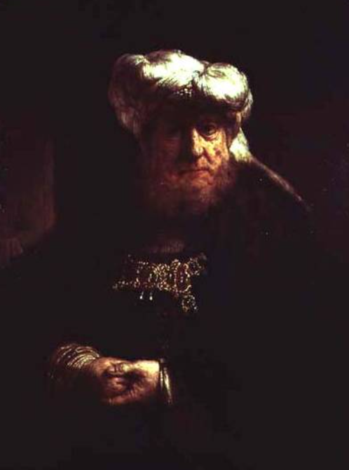 Homme en costume oriental (peut-être le roi Ussiah atteint de lèpre) - Rembrandt van Rijn - Reproductions de tableaux et peintures haut de gamme