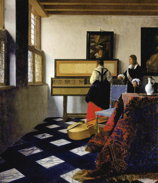 La Leçon de musique (Vermeer) - Johannes Vermeer - Reproductions de tableaux et peintures haut de gamme