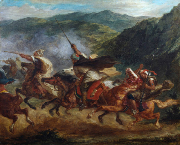 Cavalerie arabe s'exerçant à une charge - Eugène Delacroix - Reproductions de tableaux et peintures haut de gamme