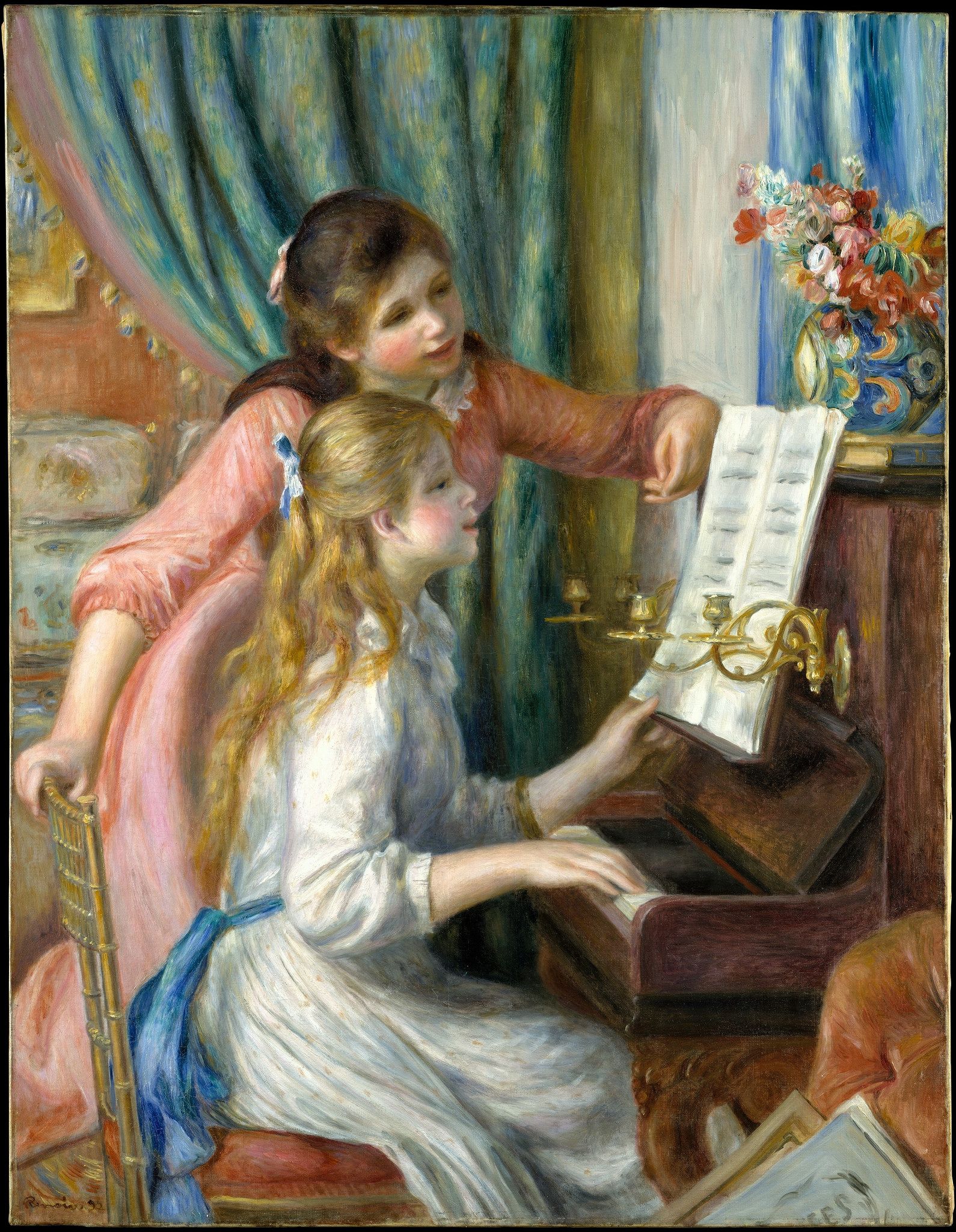 Deux filles au piano 1892 - Pierre-Auguste Renoir - Reproductions de tableaux et peintures haut de gamme