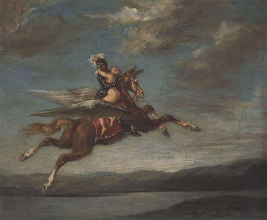 Roger enlevant Angélique sur l’hippogriffe - Eugène Delacroix - Reproductions de tableaux et peintures haut de gamme