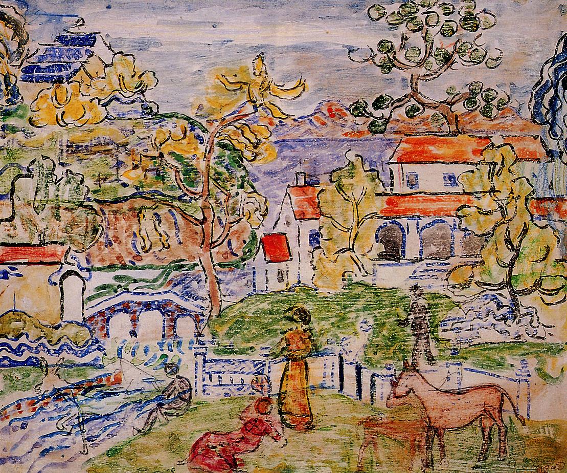 Figures and Donkeys (also known as Fantasy with Horse) - Maurice Prendergast - Reproductions de tableaux et peintures haut de gamme