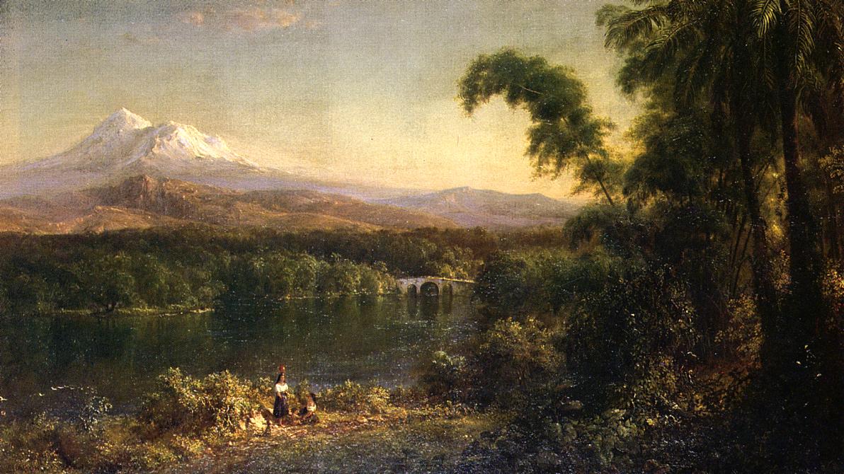 Personnages dans un paysage d'Équateur - Frederic Edwin Church - Reproductions de tableaux et peintures haut de gamme