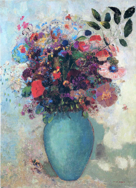 Fleurs dans un vase turquoise - Odilon redon - Reproductions de tableaux et peintures haut de gamme