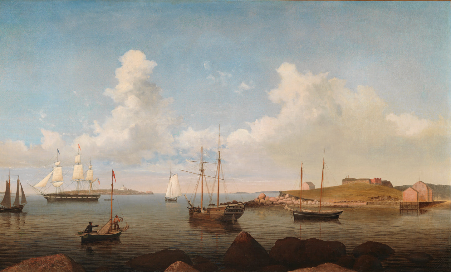 Le vieux fort et l'île Ten Pound, Gloucester - Fitz Henry Lane - Reproductions de tableaux et peintures haut de gamme