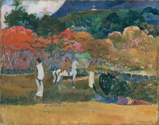 Les femmes et un cheval blanc - Paul Gauguin - Reproductions de tableaux et peintures haut de gamme