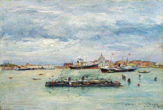 Gray Day on the Lagoon (A Passenger Boat — Venice) - William Merritt Chase - Reproductions de tableaux et peintures haut de gamme