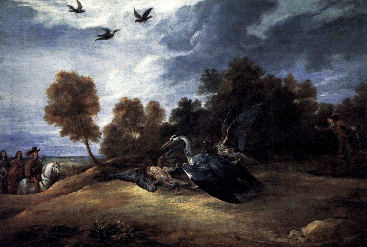 Chasse au héron avec l'archiduc Léopold Wilhelm - David The Younger Teniers - Reproductions de tableaux et peintures haut de gamme