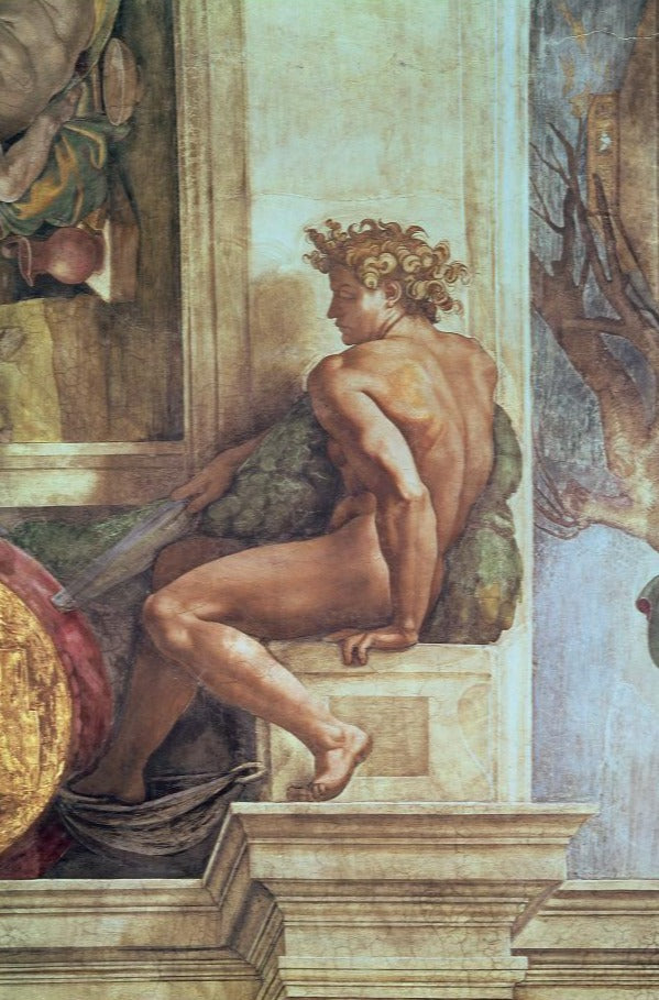 Ignudo du plafond de la Sixtine - Michel-Ange - Reproductions de tableaux et peintures haut de gamme