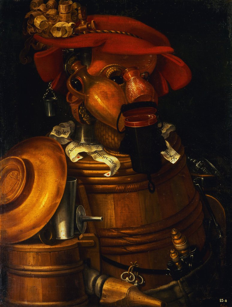 Le serveur : Un assemblage anthropomorphique d'objets liés à la viticulture - Arcimboldo - Reproductions de tableaux et peintures haut de gamme