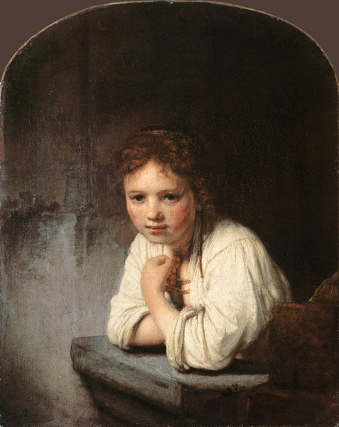 Jeune fille à la fenêtre - Rembrandt van Rijn - Reproductions de tableaux et peintures haut de gamme