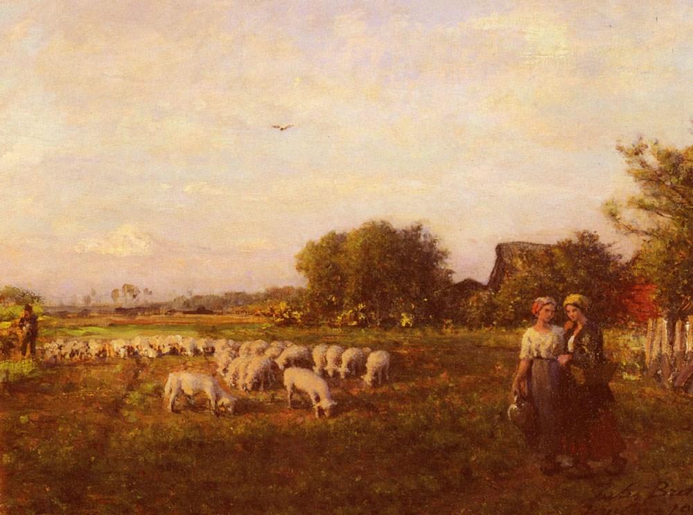 Le Berger - Jules-Breton - Reproductions de tableaux et peintures haut de gamme