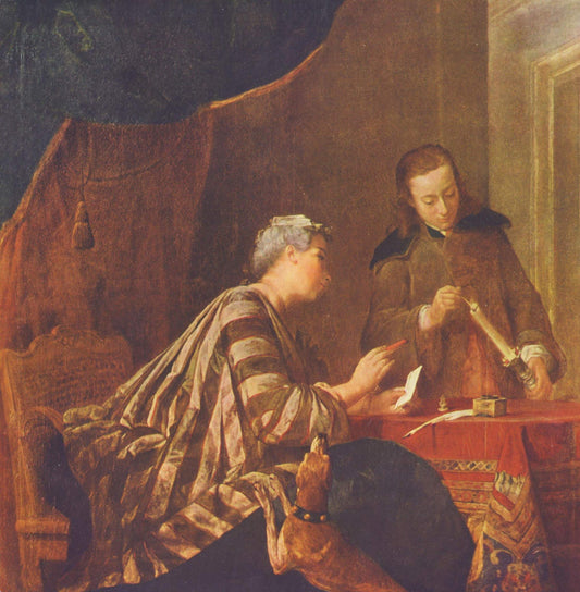 Dame scellant une lettre - Jean Siméon Chardin - Reproductions de tableaux et peintures haut de gamme