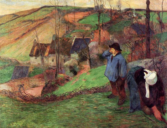 Paysage en Bretagne (1888) - Paul Gauguin - Reproductions de tableaux et peintures haut de gamme