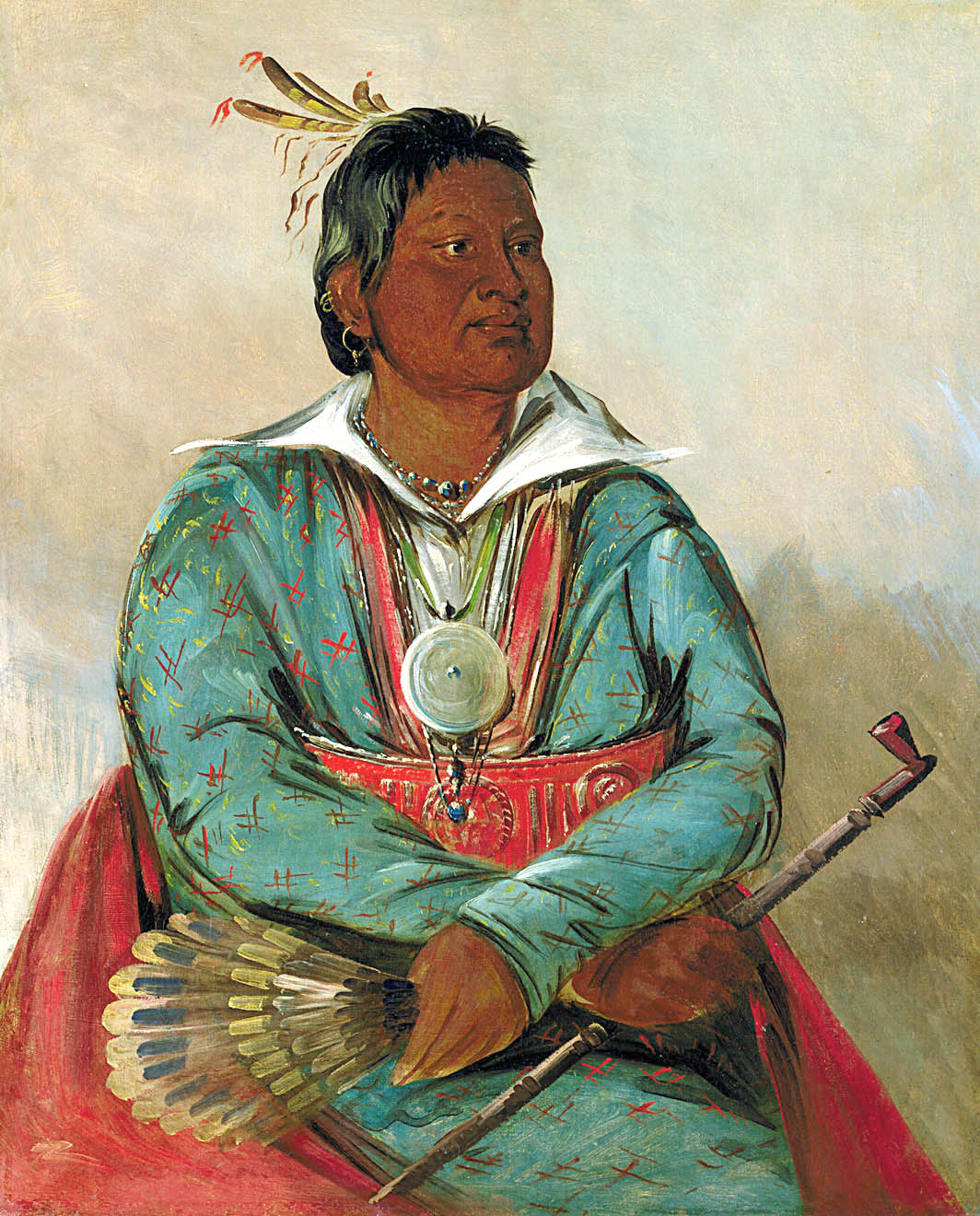 Mó-sho-la-túb-bee, He Who Puts Out and Kills, Chief of the Tribe - George Catlin - Reproductions de tableaux et peintures haut de gamme