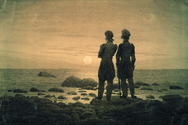 Deux hommes pour crépuscule à la mer - Caspar David Friedrich - Reproductions de tableaux et peintures haut de gamme